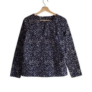 COS Navy and White Patterned Blouse